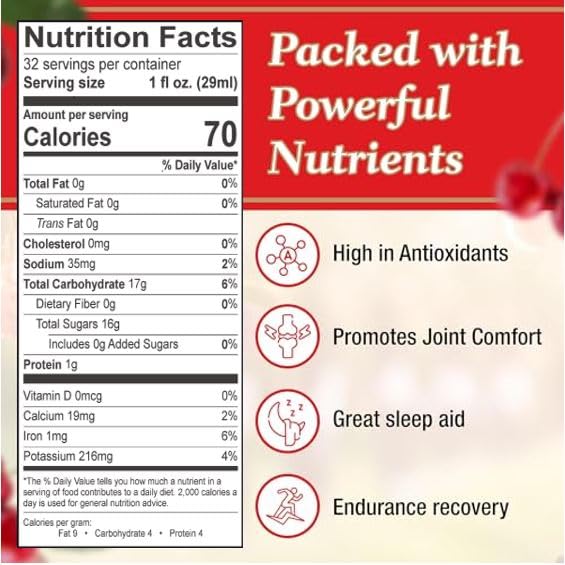 100% Tart Cherry Juice Concentrate 32 oz Bottle