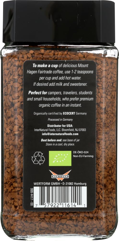 Mt. Hagen Instant Coffee Organic 3.53 OZ(Pack of 12)