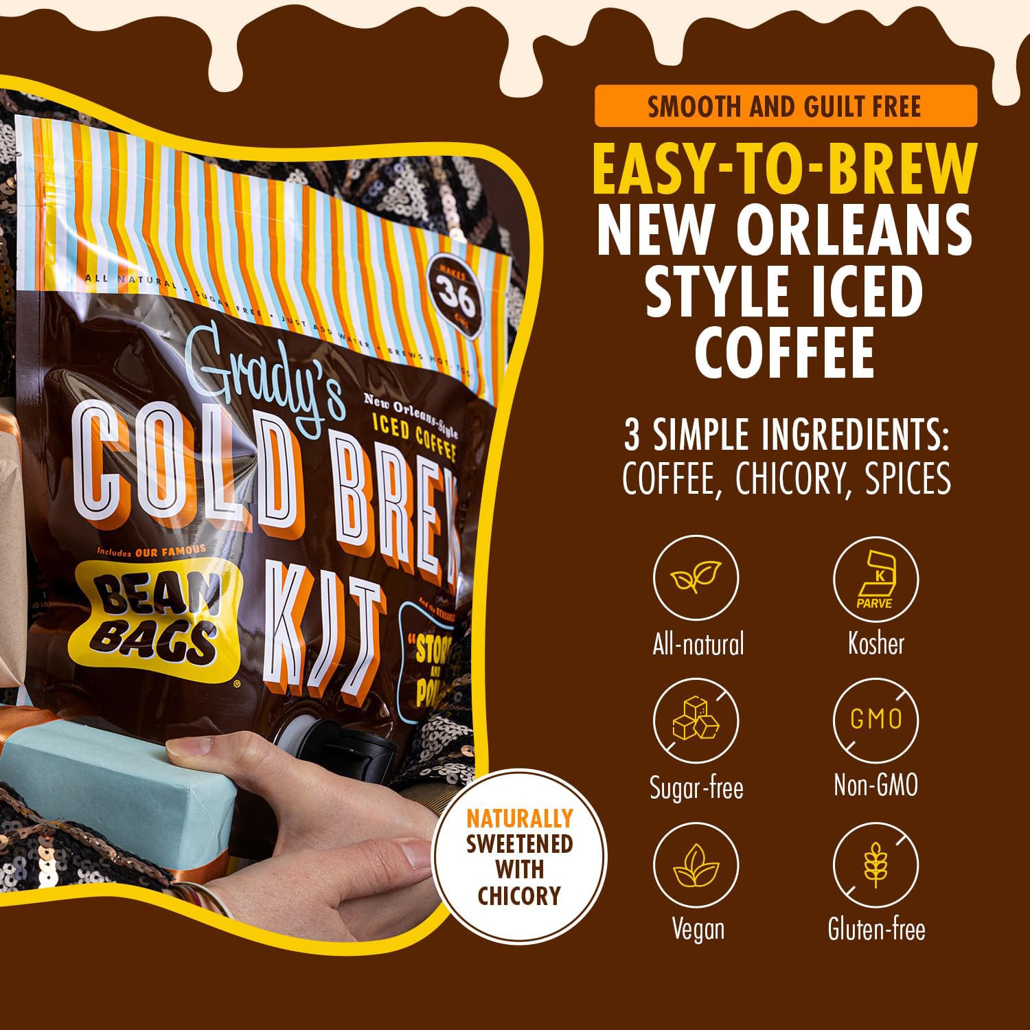 New Orleans Style Cold Brew Coffee Kit 12 Brew Bags