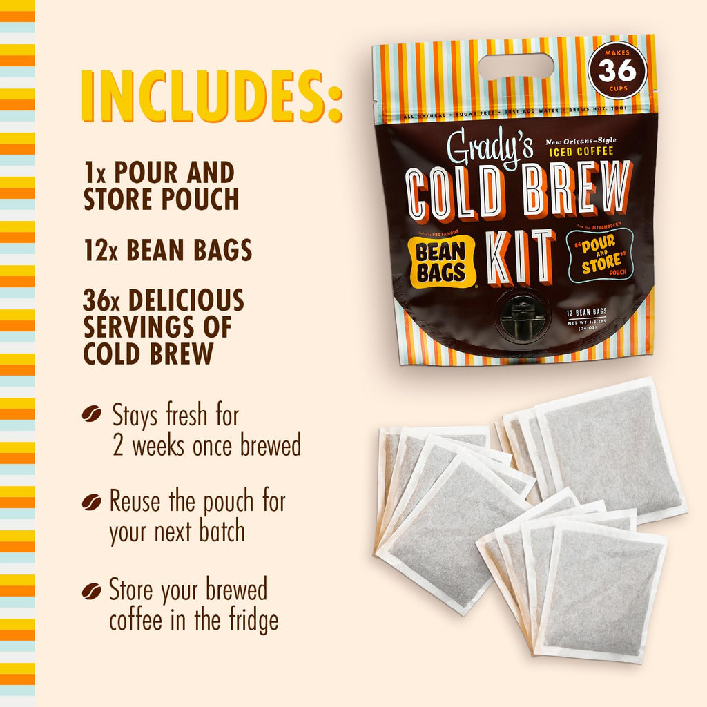New Orleans Style Cold Brew Coffee Kit 12 Brew Bags