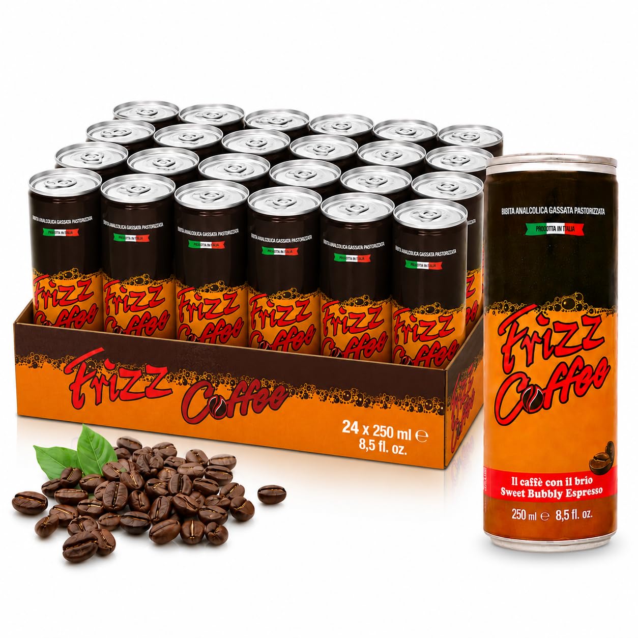 Frizz, Carbonated Coffee Drink, 8.5 Ounce (24 pack cans)