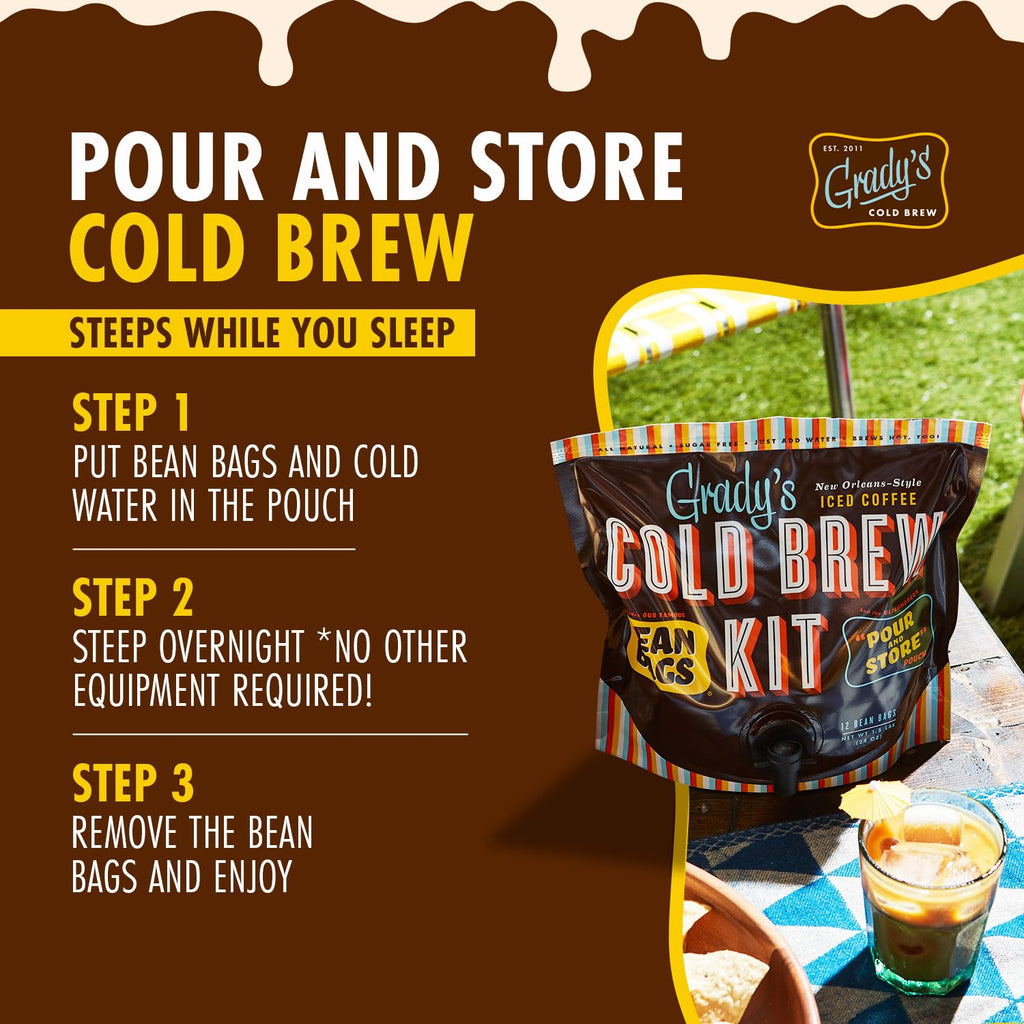 New Orleans Style Cold Brew Coffee Kit 12 Brew Bags