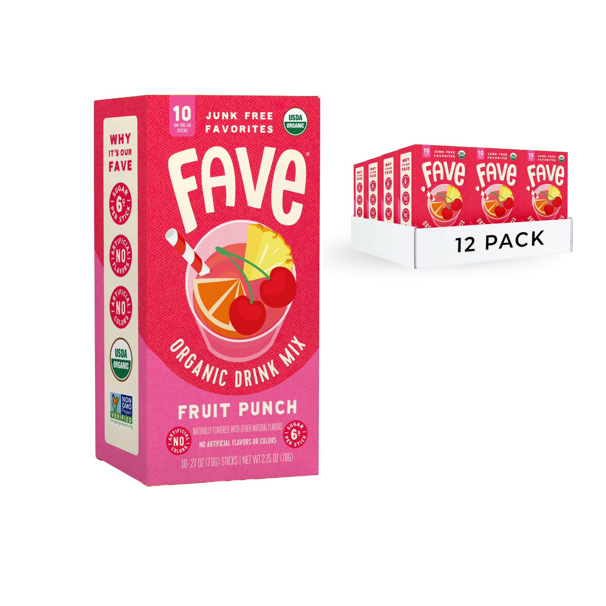 Organic Fruit Punch Drink Mix Sticks 120 Count