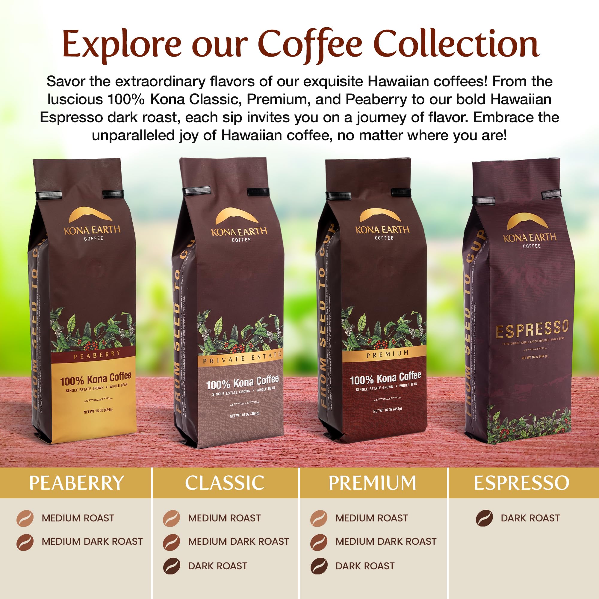 100% Kona Coffee Whole Beans