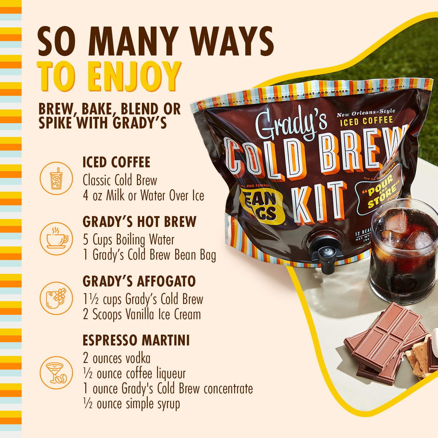 New Orleans Style Cold Brew Coffee Kit 12 Brew Bags