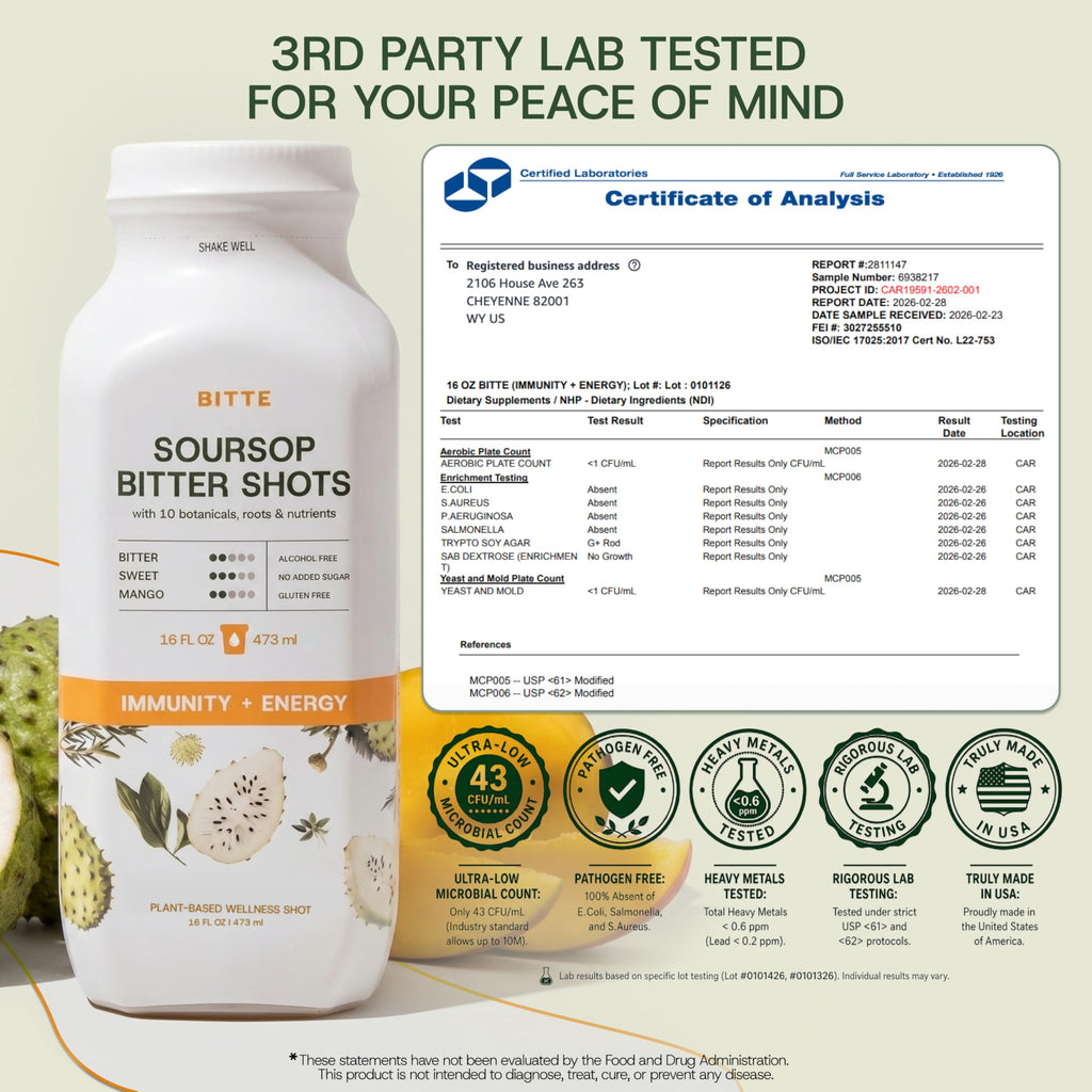 BITTE Soursop Bitters Liquid – Immune + Energy Soursop Juice Shots