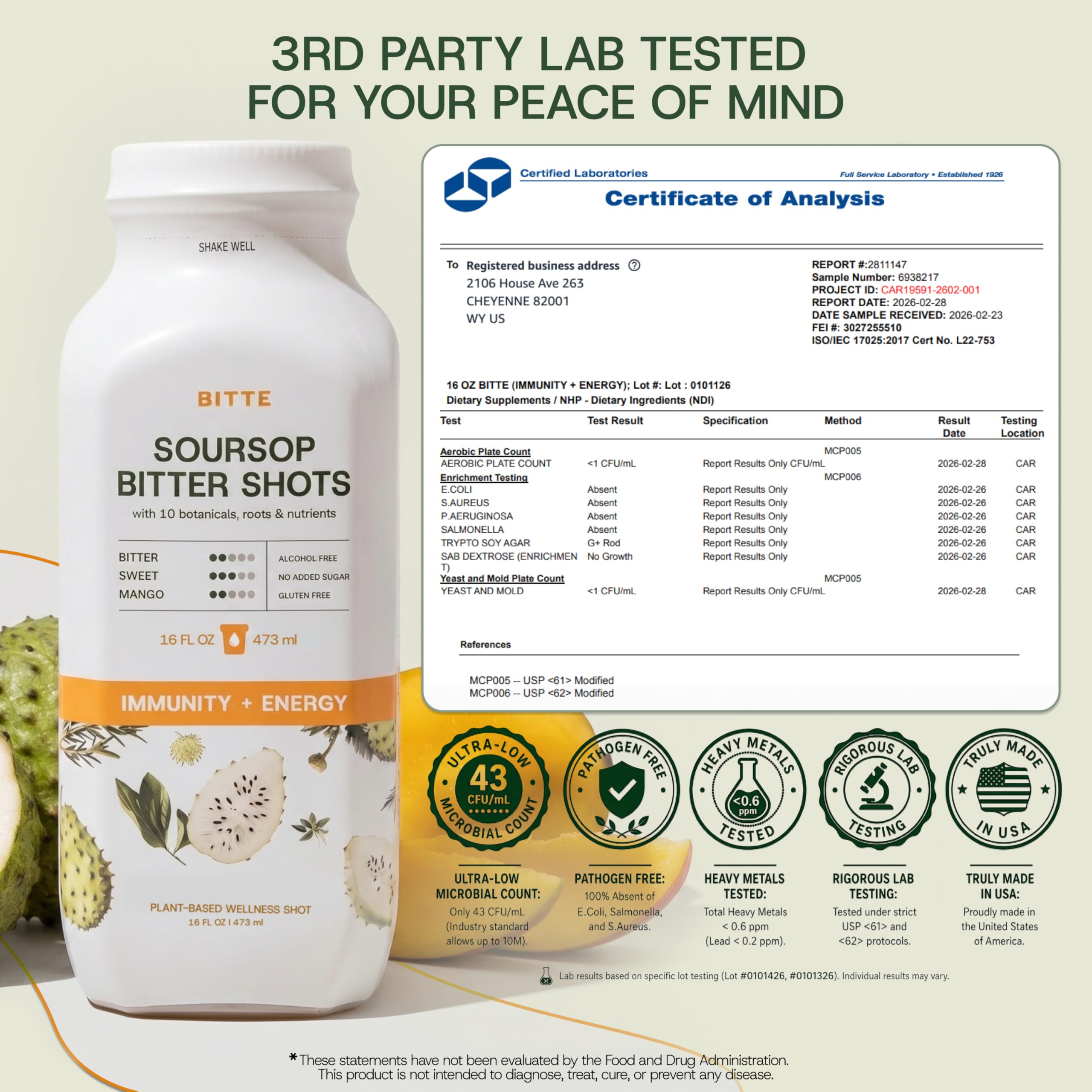BITTE Soursop Bitters Liquid – Immune + Energy Soursop Juice Shots