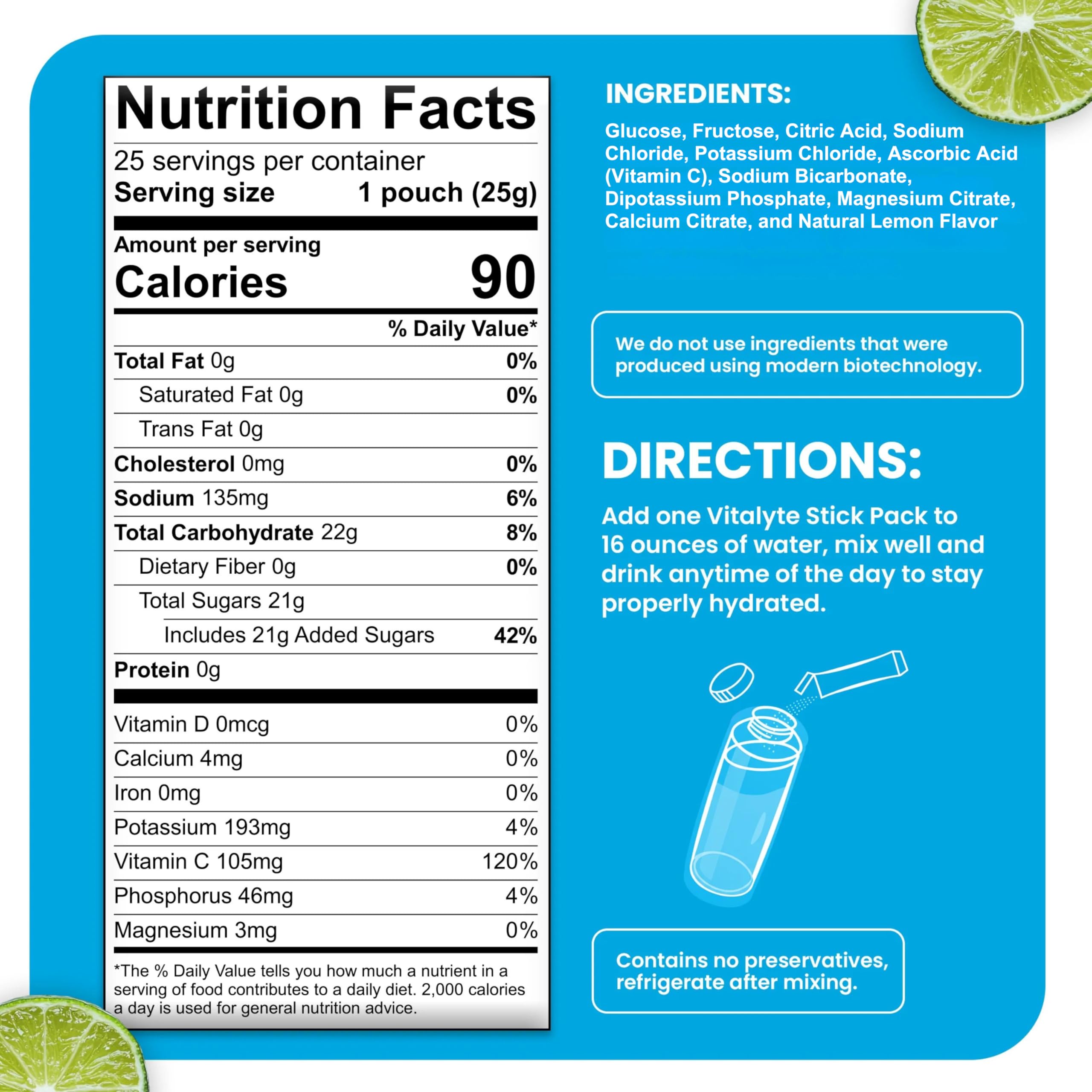 Electrolyte Hydration Drink Mix Stick Packs