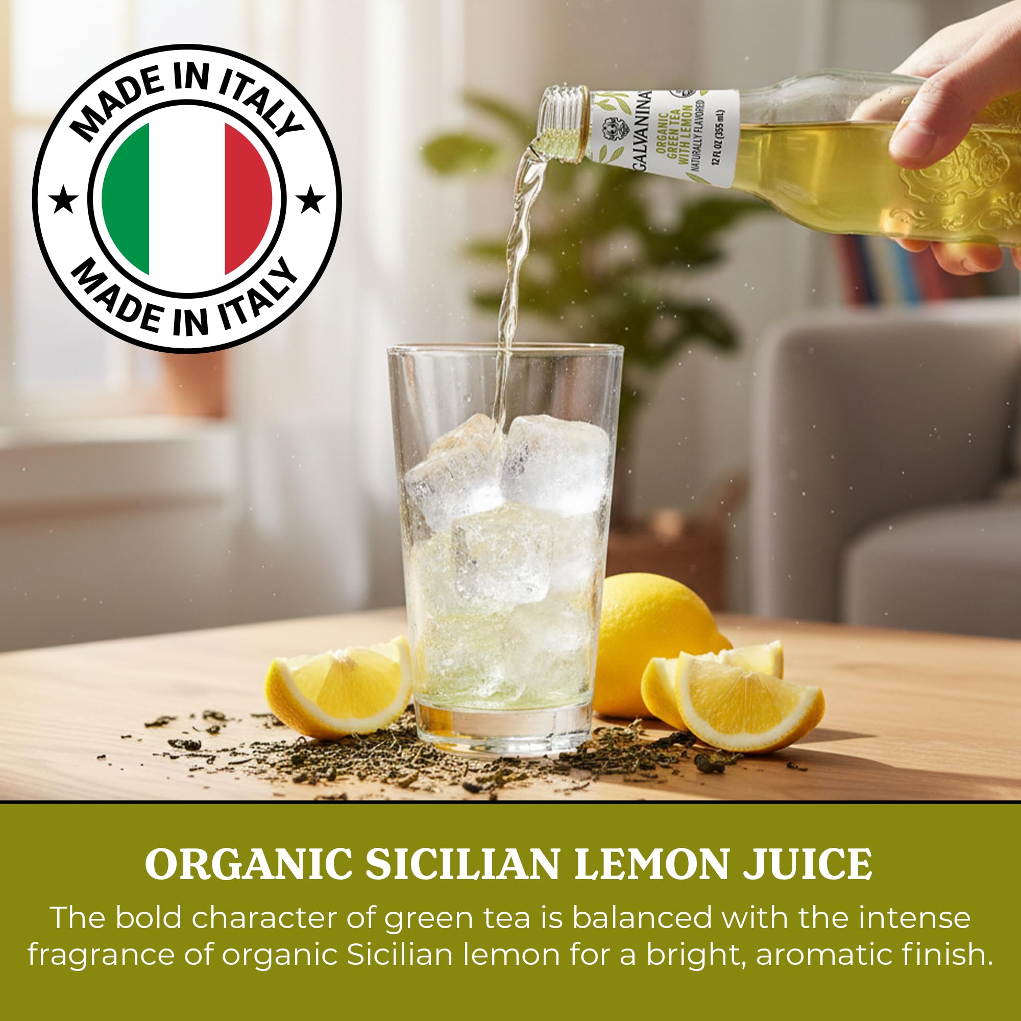 Organic Green Lemon Iced Tea 12 oz 12 Bottles