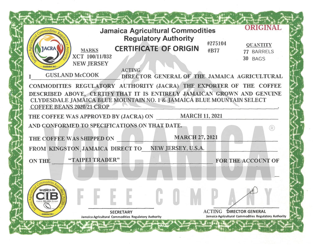 100% Jamaica Blue Mountain Coffee Beans 5 lb
