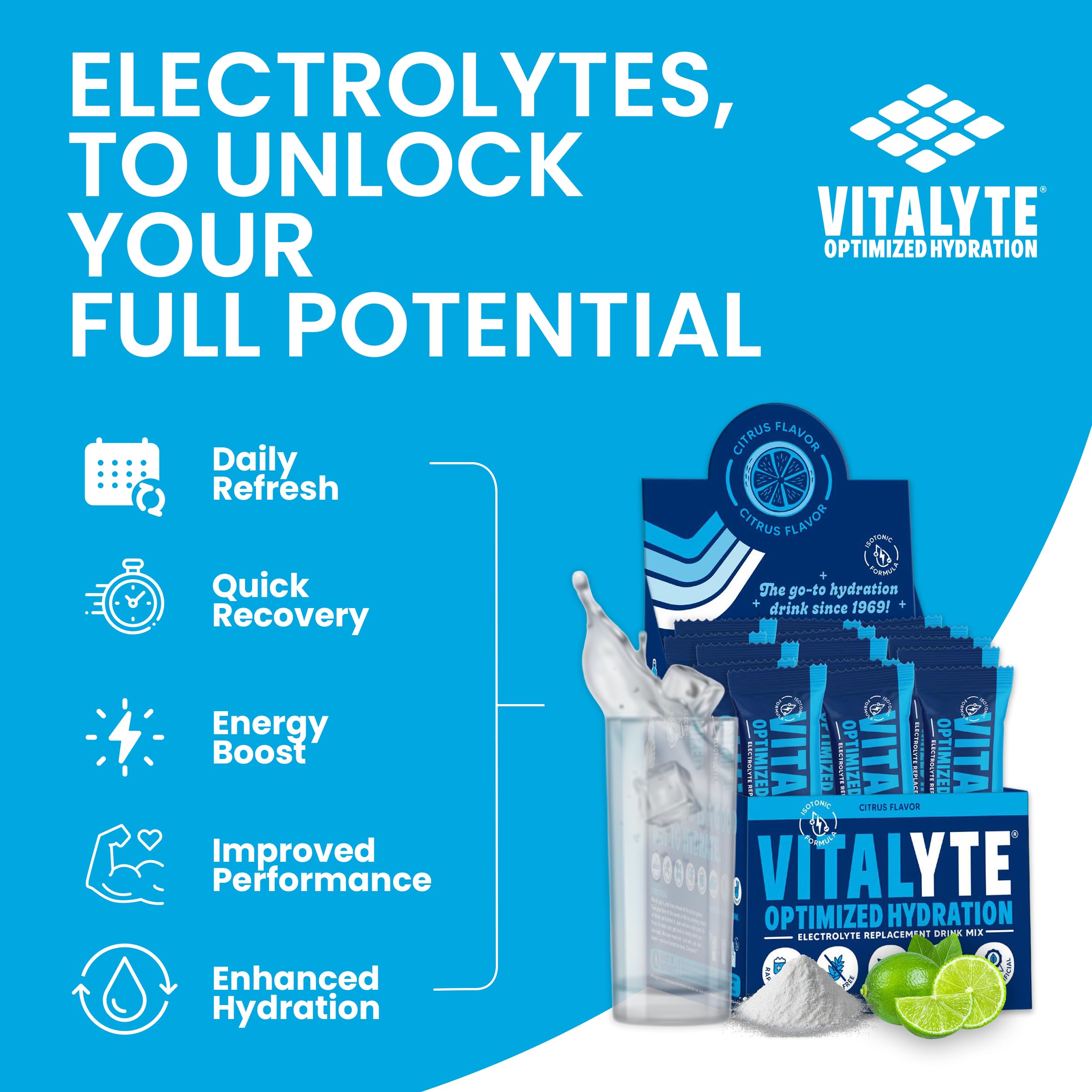 Electrolyte Hydration Drink Mix Stick Packs