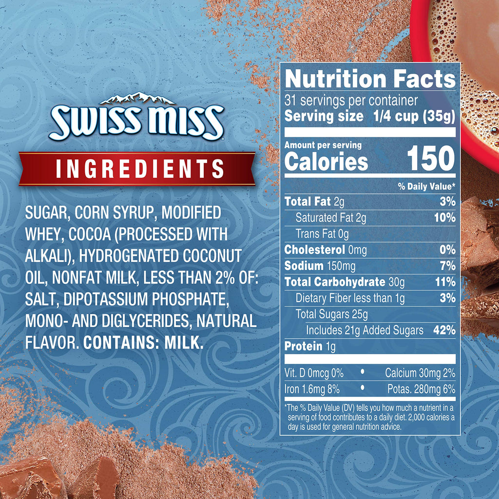 Swiss Miss Milk Chocolate Flavor Hot Cocoa Mix Canister, 38.27 Ounce (Pack of 12)